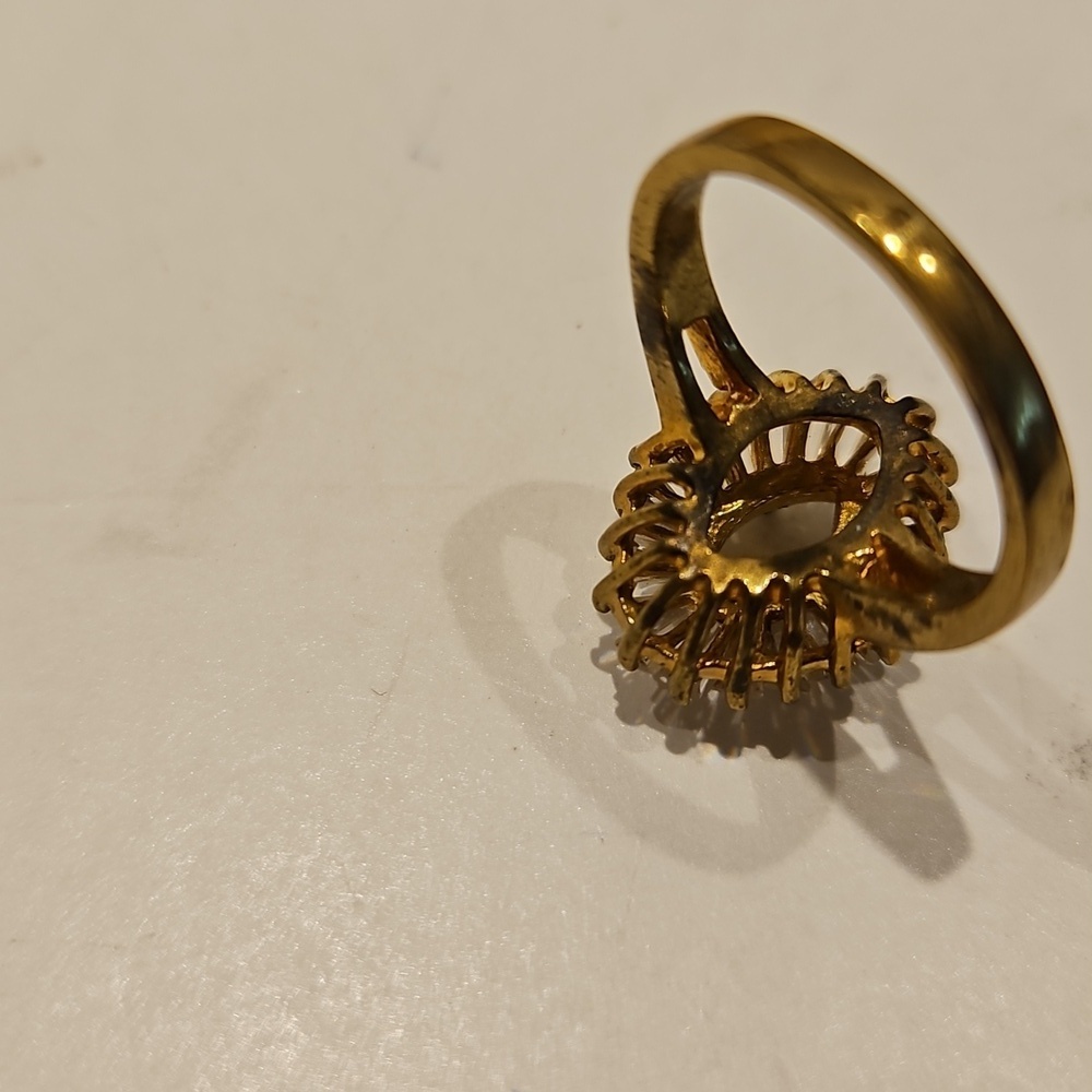 4 Goldtone & Rhinestone 6.5 Women's Prong Ring Setting - Picture 9 of 11